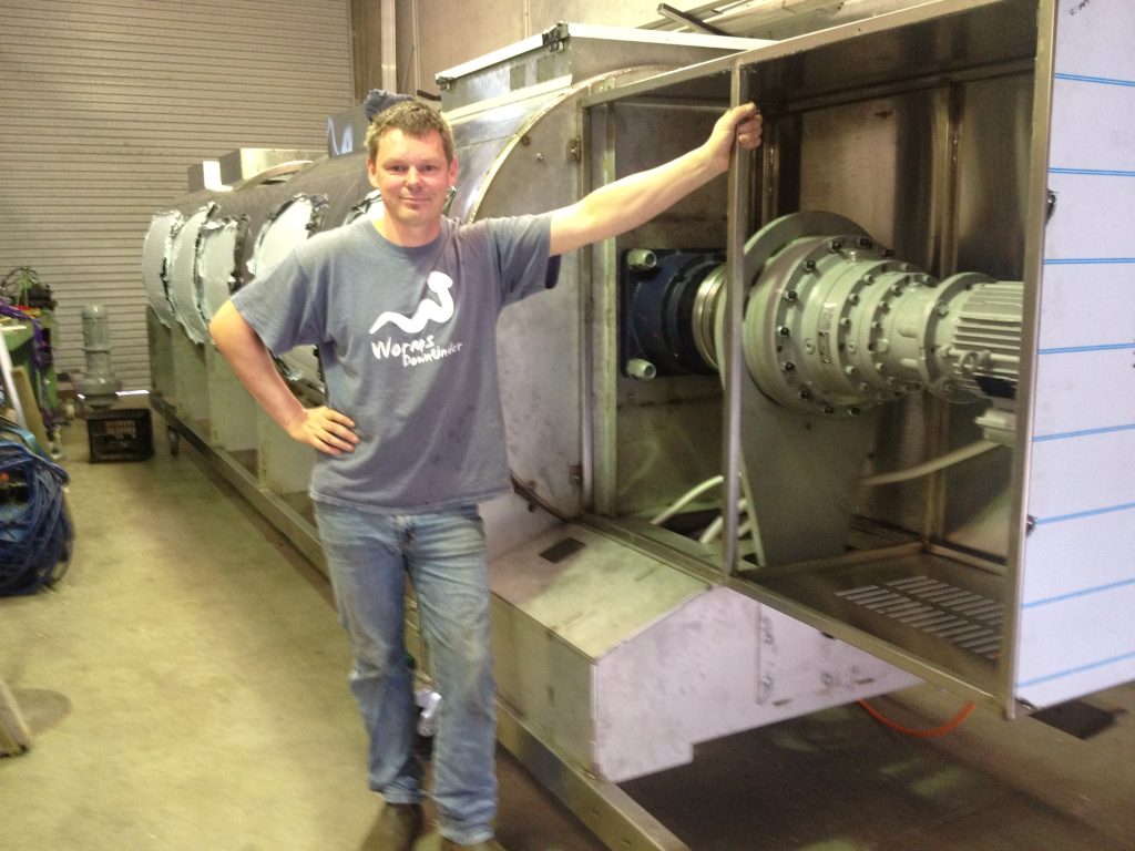 OSCA 2 composter unit under construction showing assembly and manufacturing process of sustainable waste management equipment